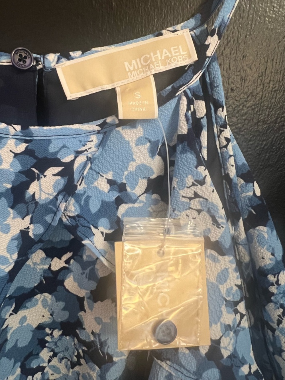 Micheal Kors Blue Floral Cold-Shoulder Jumpsuit - Picture 3 of 4